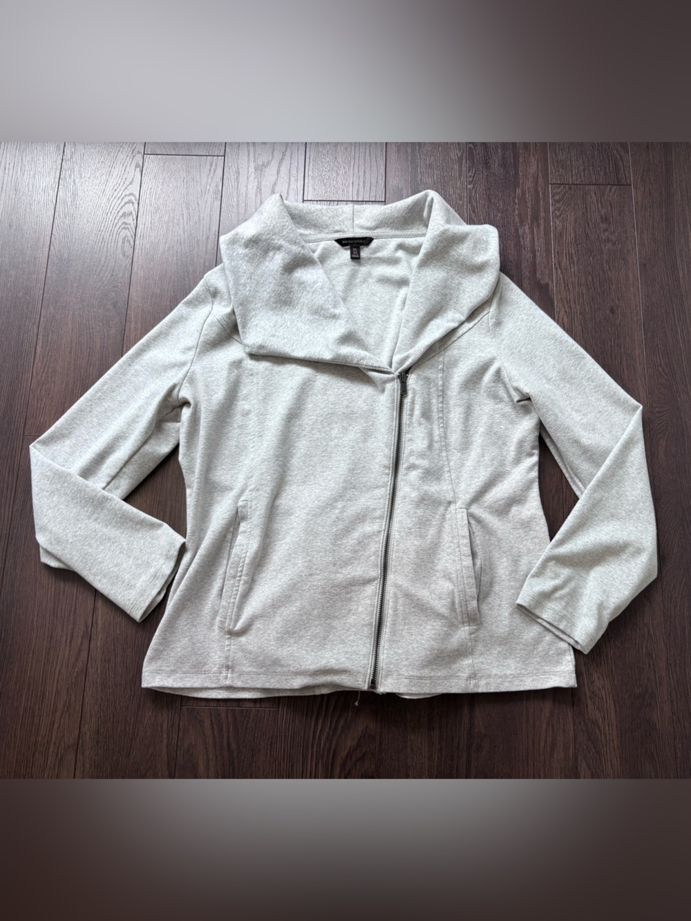 ⚡ Banana Republic Grey Asymmetrical Zip Jacket XL - Picture 2 of 9